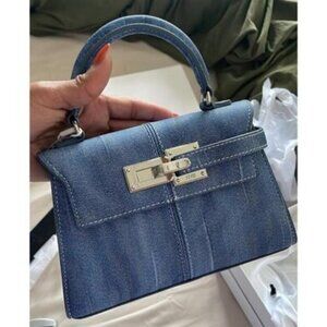 🆕Jw Pei Women Blue Vegan Leather Imported Elegant Sustainable Top Handle Bag